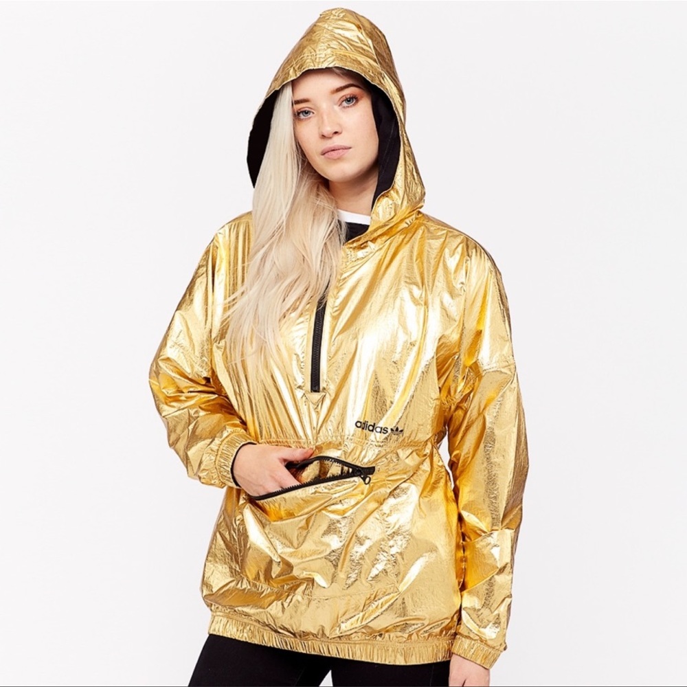 Flyyy gold foil Adidas zip up hoodie!